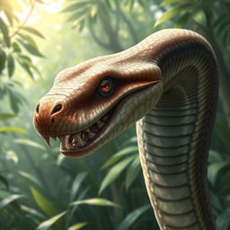 A highly detailed and realistic illustration of a snake-like creature with a long, slender body and smooth, scaly skin