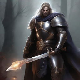 A high-quality digital art image presents an Oathbreaker human paladin