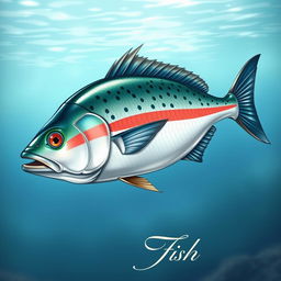 A detailed illustration of a medium-sized fish, weighing up to 20 pounds, showcasing its striking physical features