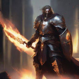 A detailed, high-quality digital art image of an Oathbreaker human paladin