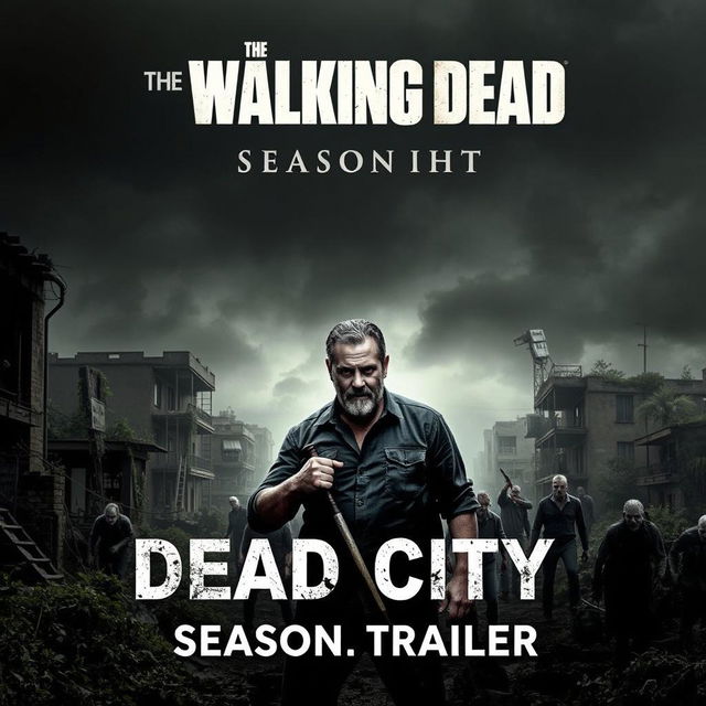 An intense movie poster for "THE WALKING DEAD: DEAD CITY Season 2 - Trailer (NEW 2025)" featuring Jeffrey Dean Morgan as Negan