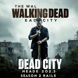 An intense movie poster for "THE WALKING DEAD: DEAD CITY Season 2 - Trailer (NEW 2025)" featuring Jeffrey Dean Morgan as Negan