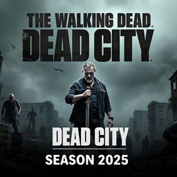 An intense movie poster for "THE WALKING DEAD: DEAD CITY Season 2 - Trailer (NEW 2025)" featuring Jeffrey Dean Morgan as Negan