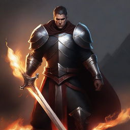 A high-quality digital art image of a clean-shaven Oathbreaker human paladin