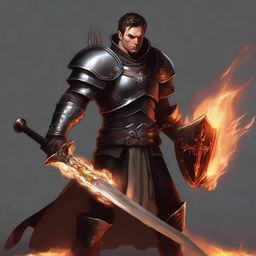 A high-quality digital art image of a clean-shaven Oathbreaker human paladin