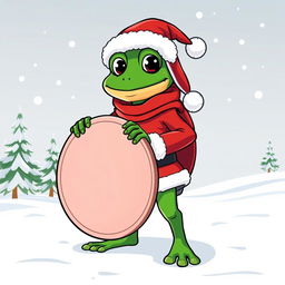 A vector illustration of Pepe the Frog dressed as Santa Claus, featuring him wearing a traditional red Santa suit with white trim and a floppy hat