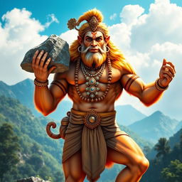 A majestic and powerful depiction of Hanuman, the Hindu monkey god