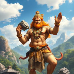 A majestic and powerful depiction of Hanuman, the Hindu monkey god