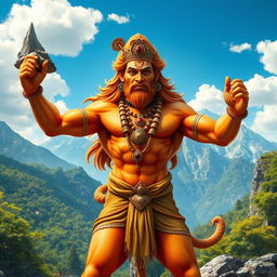 A majestic and powerful depiction of Hanuman, the Hindu monkey god