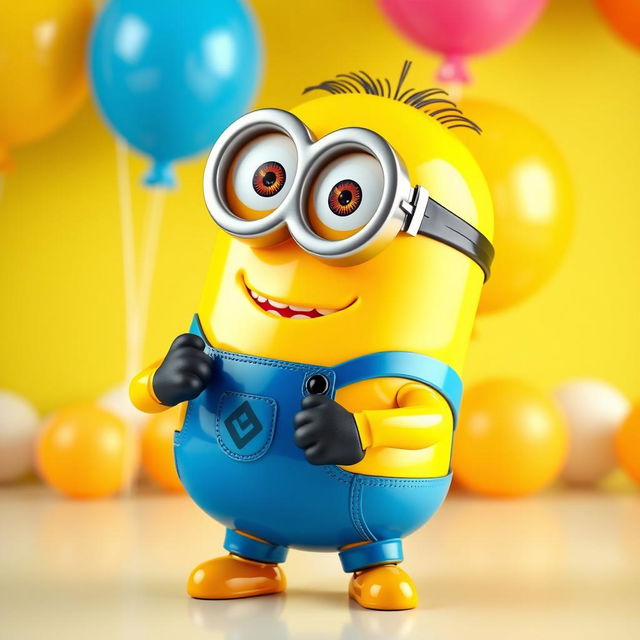 A vibrant 3D rendered scene featuring a Minion with an inflatable design