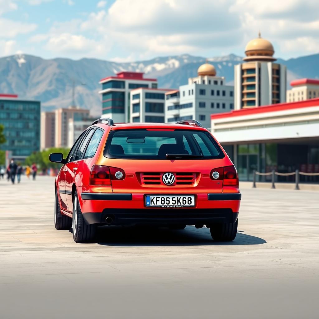 A realistic depiction of a 2003 Volkswagen Golf 4 Variant, featuring a sleek design and detailed elements like the signature headlights and distinctive shape