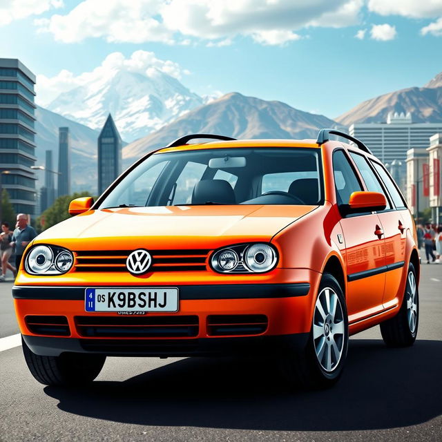 A realistic depiction of a 2003 Volkswagen Golf 4 Variant, featuring a sleek design and detailed elements like the signature headlights and distinctive shape