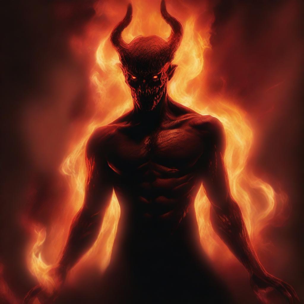 A digital art piece of highest quality, showing a human figure embodying the concept of Hell