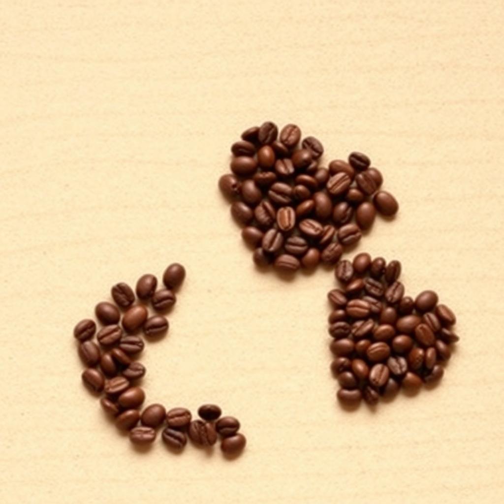 A creative and artistic composition featuring a paw print design intricately formed with coffee beans arranged in the shape of a heart