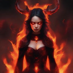 A high-quality digital art piece, displaying a girl who embodies the essence of Hell