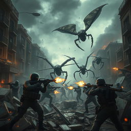 A hyper-realistic scene of a war-torn city, showcasing a dramatic resistance in action