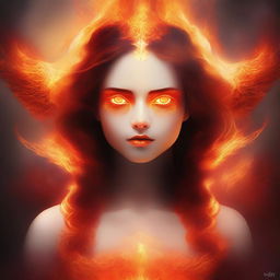 A high-quality digital art piece, depicting a girl who symbolizes both Hell and Heaven