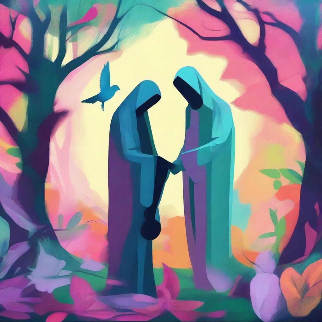 A high-quality digital art piece, capturing the unique friendship between Life and Death