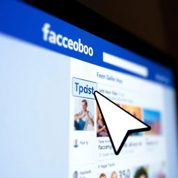 An illustration showing a close-up view of a computer screen displaying the Facebook interface