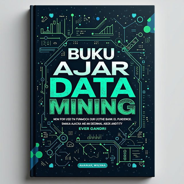 A richly illustrated textbook cover design for 'BUKU AJAR DATA MINING'