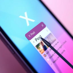 An illustration depicting a close-up view of a smartphone screen displaying the X social media interface