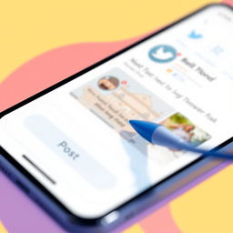 An illustration depicting a close-up view of a smartphone screen displaying the X social media interface