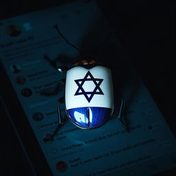 A hyper-realistic image featuring a large, detailed bug, such as a beetle, prominently displayed on a dark-themed social media page