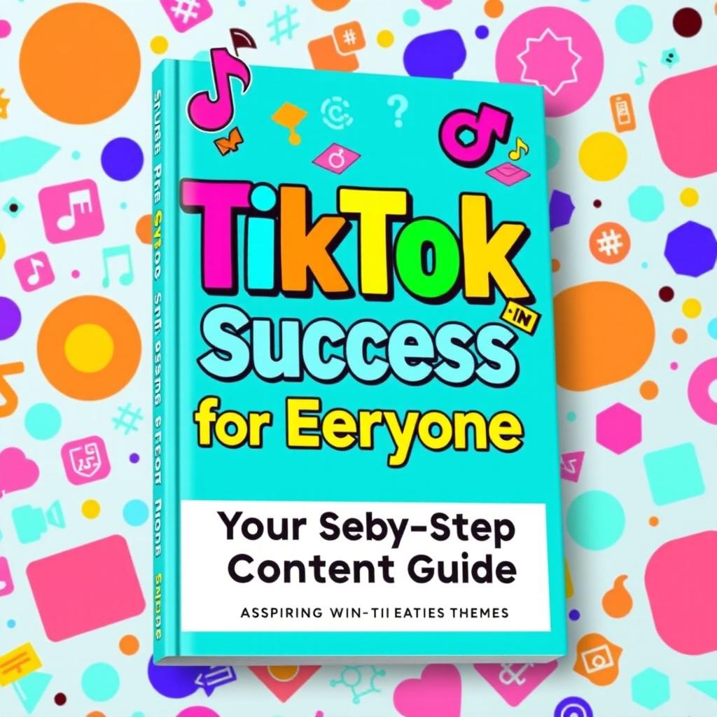 A vibrant and eye-catching book cover for 'TikTok Success for Everyone: Your Step-by-Step Content Guide'