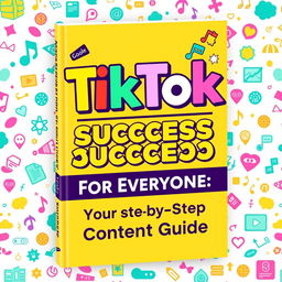 A vibrant and eye-catching book cover for 'TikTok Success for Everyone: Your Step-by-Step Content Guide'