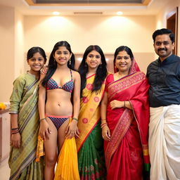 A lively Indian family portrait featuring five members
