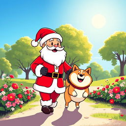 A whimsical vector-style illustration featuring the popular Pepe meme character dressed as Santa Claus, complete with a red suit, white beard, and a jolly smile