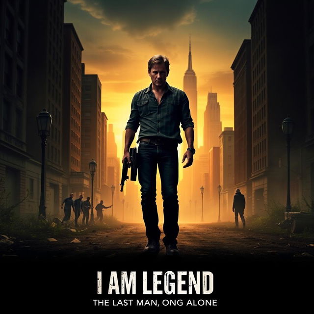 An intense teaser poster for 'I Am Legend (2007)', showcasing the lone figure of Dr