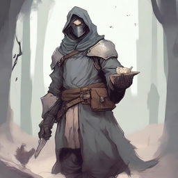 A high-quality illustration depicts a scruffy, homeless knight from a fantasy world akin to DnD