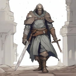 A high-quality illustration depicts a scruffy, homeless knight from a fantasy world akin to DnD