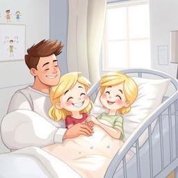 Une illustration d'une fillette de 7 ans diabétique aux cheveux blonds brillants, allongée dans son lit d'hôpital