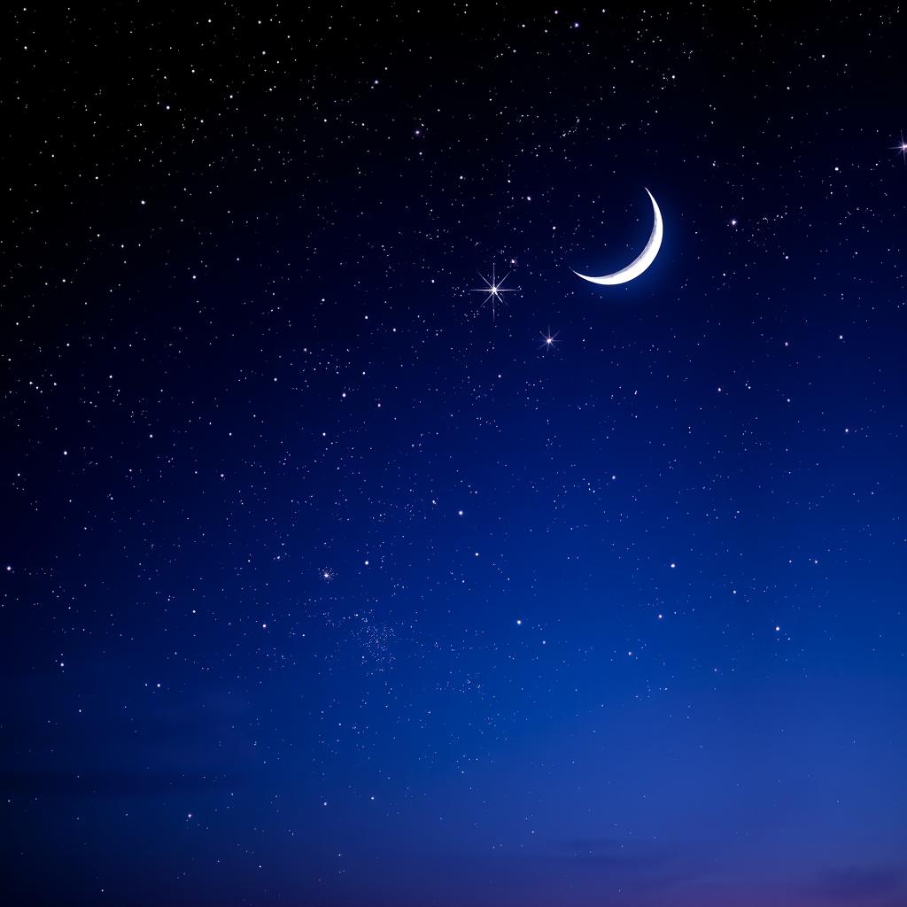 A stunning digital art depiction of a starry night sky, with twinkling stars scattered across a deep blue-black canvas