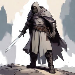 A high-quality illustration depicts a scruffy, homeless knight from a fantasy world reminiscent of DnD