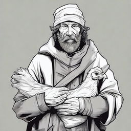 A high-quality, detailed comic-style illustration of a homeless vagrant, reminiscent of a fantasy Dungeons and Dragons fighter