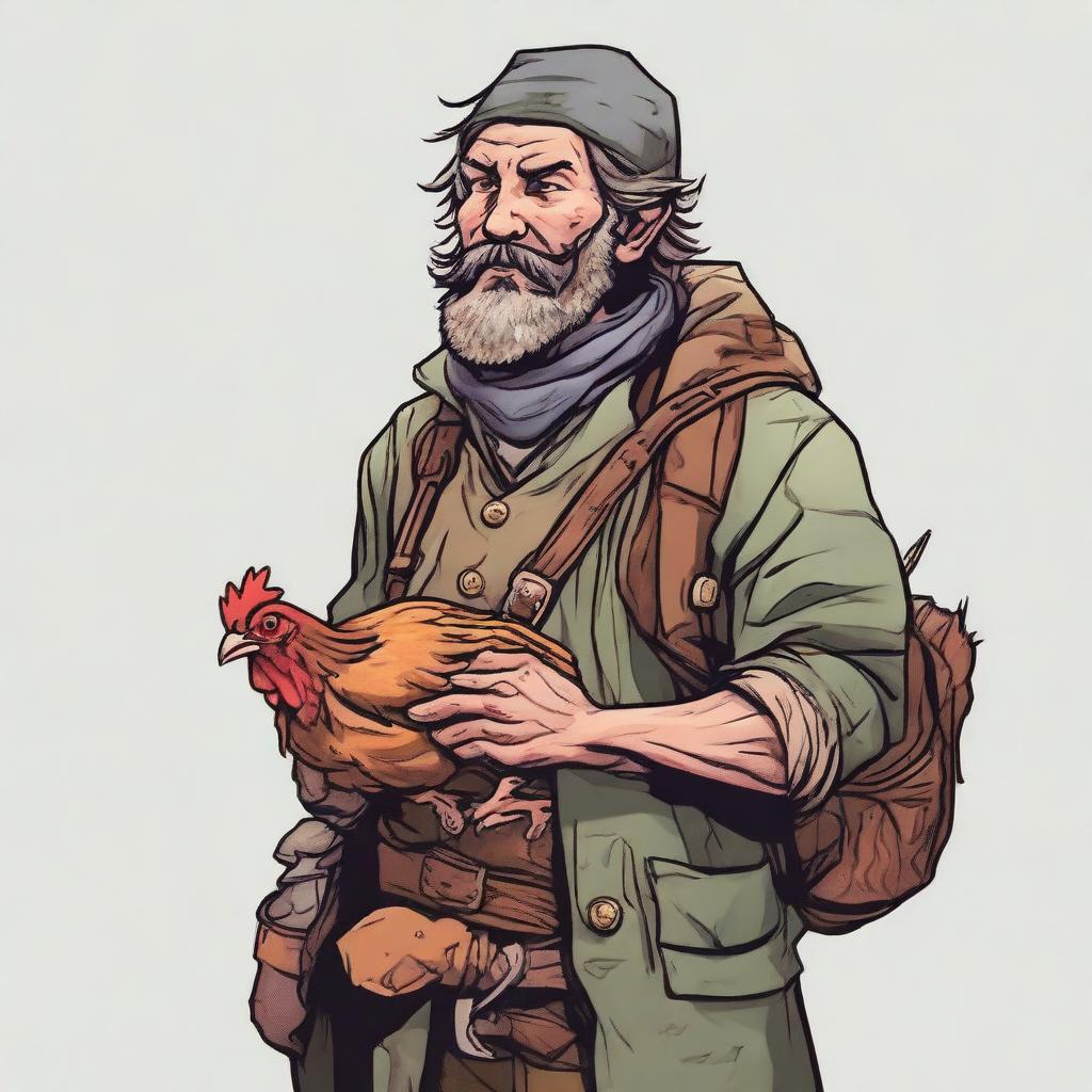 A high-quality comic-style illustration showcasing a homeless vagrant who resembles a fantasy Dungeons and Dragons fighter