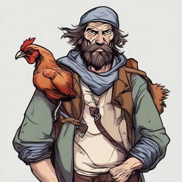 A high-quality comic-style illustration showcasing a homeless vagrant who resembles a fantasy Dungeons and Dragons fighter