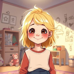 Une illustration d'une fillette de 7 ans diabétique aux cheveux blonds brillants, qui semble grandir trop vite pour son âge