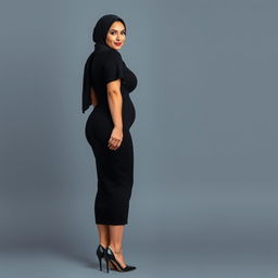 A stunning European woman, 43 years old with white skin, portrayed as a busty teacher