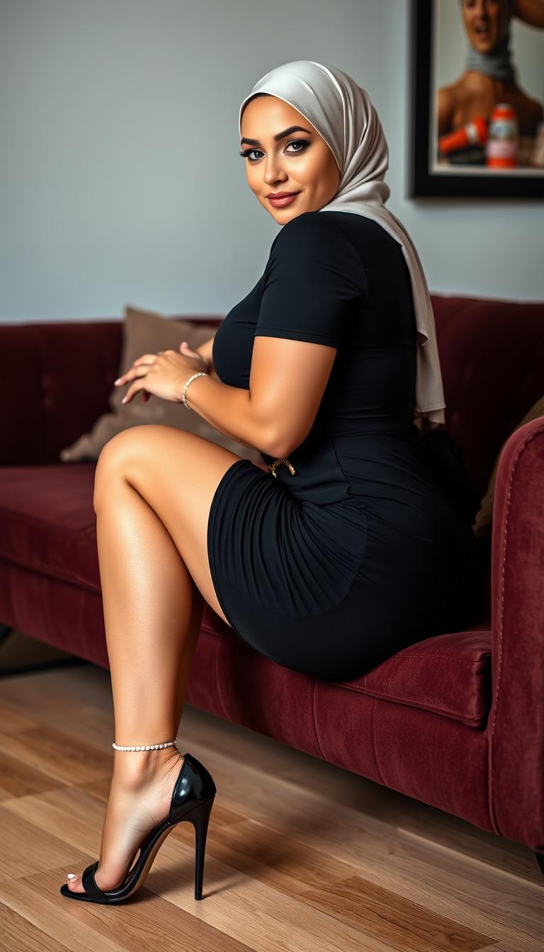 A stunning European woman, 43 years old with white skin, characterized as a busty teacher