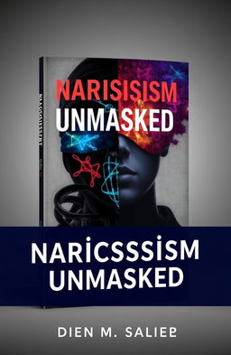 A conceptual book cover design for "Narcissism Unmasked: A Guide for Overcoming Narcissists, Toxic Relationships and Emotional Abuse"