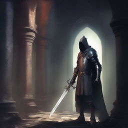 A high-quality digital art piece of a young knight named S-R, serving in the Order of the Knights of Solamnia