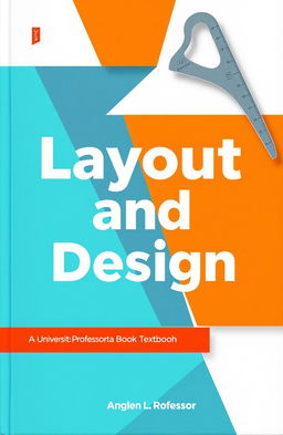 A university professor's textbook cover titled 'Layout and Design', featuring a clean and modern aesthetic with a striking geometric design