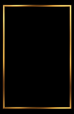 A minimalist black design featuring elegant gold borders