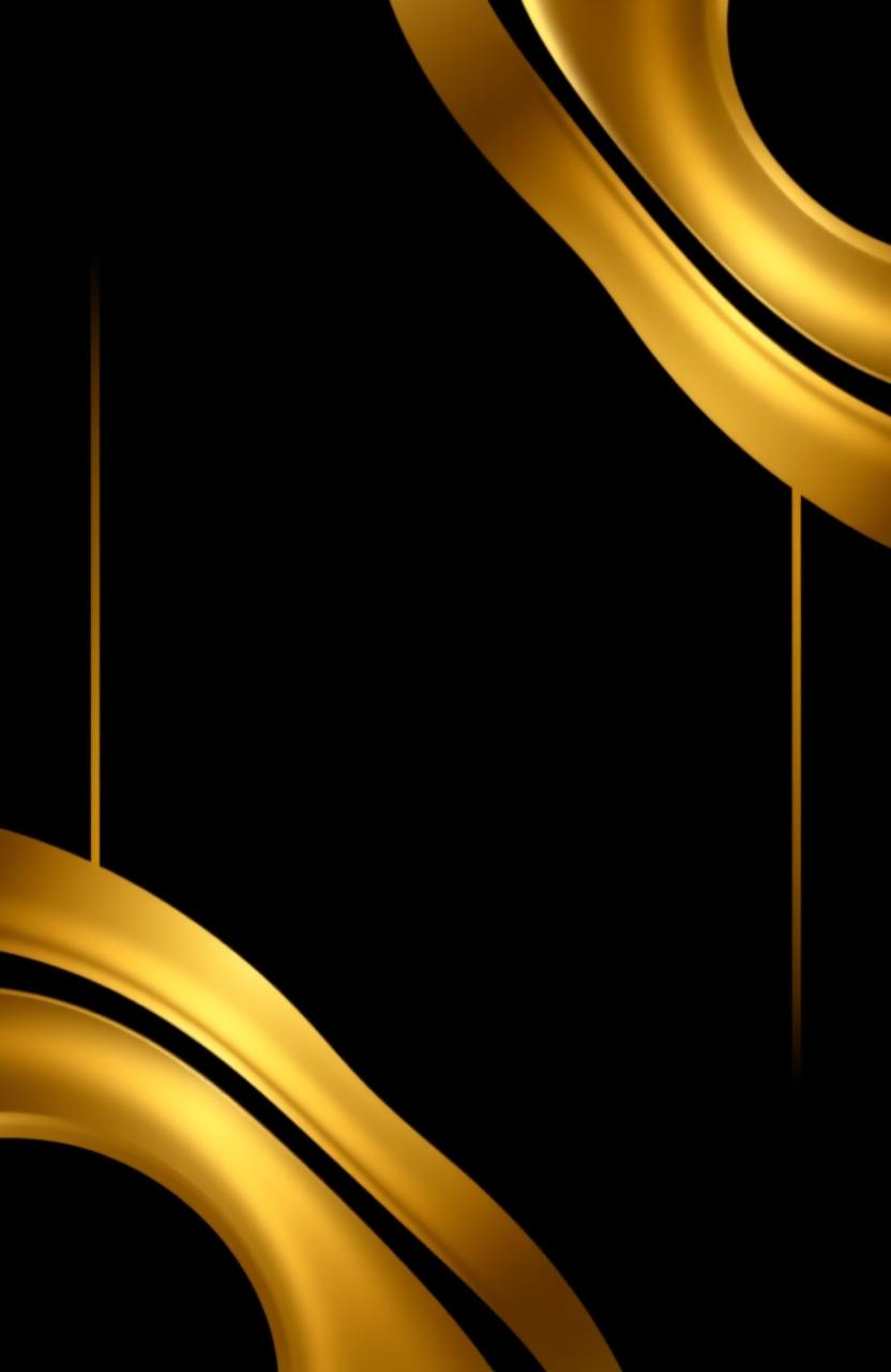 A minimalist black design featuring elegant gold borders