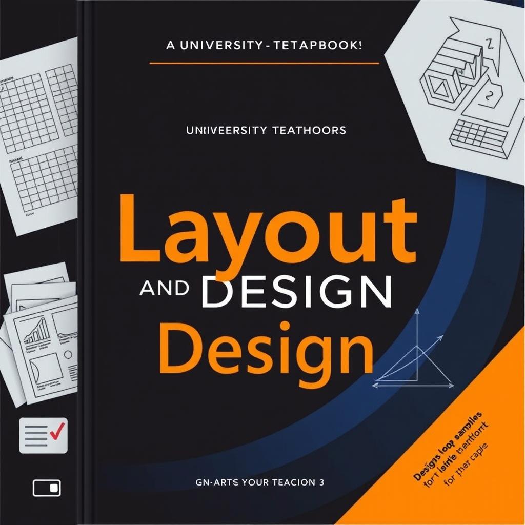 A university teacher's textbook cover titled 'Layout and Design', featuring an elegant and contemporary design