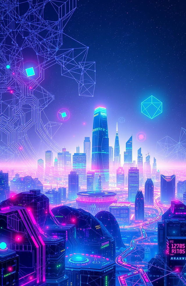 A futuristic digital landscape representing the concept of 'QuantumRich'